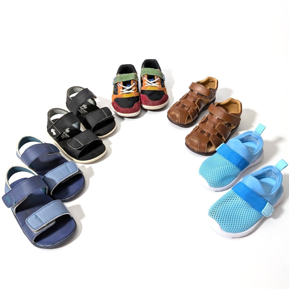 Toddler Boys Shoe Bundle Sz 7 See Kai Run Merrell Stride Rite Sneakers Sandals